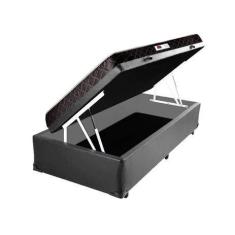 Imagem de Cama Box Baú Solteiro Colchão Espuma D33 + Box Sintético Cinza Serra Negra 62x88x188