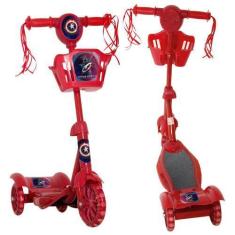 Imagem de Patinete Capitão América 3 Rodas Infantil Luz Led E Som