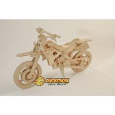 Imagem de Quebra Cabeça 3D moto cross 55 peças em mdf - dinobrinque