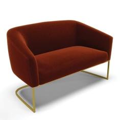 Imagem de Sofá Namoradeira 2 Lugares Base Industrial Dourado Stella Bouclê Terra D03 - D'Rossi