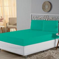 Imagem de Jogo De Lençol Casal Padrão Malha 100% Algodão 3 Peças Cor Jade