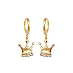 Imagem de Brinco Infantil Coroa Rainha Folheado Ouro 18k Antialérgico