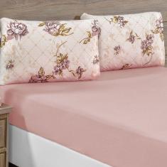Imagem de Jogo De Cama Lençol Siena King 3 Peças Rosê