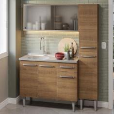 Imagem de Armário de Cozinha Compacta 137cm com Pia Rustic Emilly Madesa 07