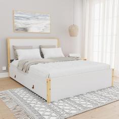 Imagem de Cama Casal 4 Gavetas Íris Cabecasa Madeiramadeira Branco/Natural