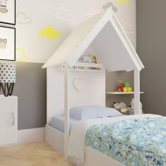 Imagem de Mini Cama Infantil 1 Prateleira Casinha Branco