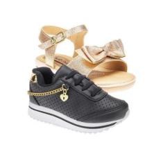 Imagem de Tenis de Menina e Sandália Infantil - KIT 2 PARES Tam 24 ao 34-Feminino