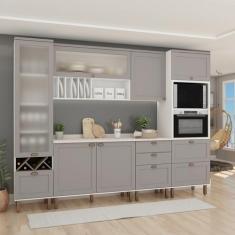 Imagem de Balcão Para Cozinha 2 Portas Provençais Sem Tampo Iluminata Branco/Fen