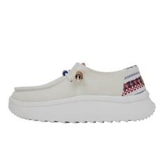 Imagem de Hey Dude Tênis feminino Wendy Peak Baja Stripe branco tamanho 36 | Sapatos femininos | Mocassins femininos sem cadarço | Confortável e leve