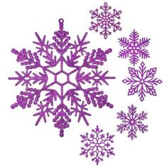 Imagem de Sratte Enfeites grandes de flocos de neve de 30,5 cm, decorações de floco de neve, decoração gigante de inverno, Natal, flocos de neve, enfeites grandes para decoração interna e externa (roxo, pacote