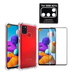 Imagem de Capa Case Capinha Antiqueda + Película 3D Nano Blindada + Película Câmera Compatível Samsung Galaxy A21s