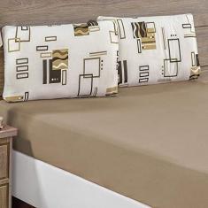 Imagem de Jogo de Cama Lençol Siena Casal Malha Estampada 100% Algodão 3 Peças - Avelã