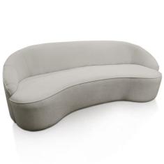 Imagem de Sofá Curvo Montserrat 180cm 03 Lugares Linho Bege Acinzentado- CasaePo