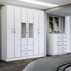 Imagem de Guarda-Roupa Casal Adam 6 Portas 2 Gavetas E Espelho Com Cômoda 1 Port