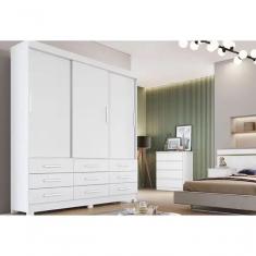 Imagem de Guarda Roupa Buriti 3 Portas 9 Gavetas Branco - Novo Horizonte