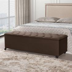 Imagem de Recamier Baú Com Rodízios Cancun 1,50m Veludo Marrom - Marrom