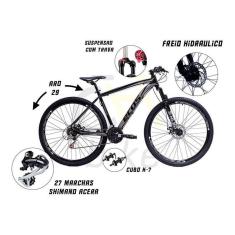 Imagem de Bicicleta Aro 29 Ecos 27 Marchas, Rodas K7 9v, Cambio Shimano Acera, Freios Hidráulicos E Suspensão-Unissex