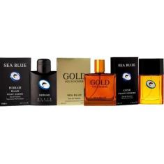 Imagem de Kit 3 Perfumes Importados Azzar Gold Ferrar Black Sea Blue
