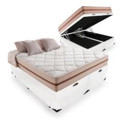 Imagem de Cama Box Com Baú Queen Branco + Colchão De Molas Ensacadas - Anjos - C