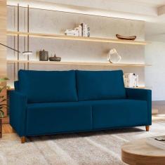 Imagem de Sofá em Veludo 3 Lugares Angela Yescasa Azul