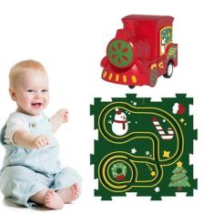 Imagem de Monte o trem ferroviário do tapete de quebra-cabeça, conjunto de jogos de carro ferroviário de quebra-cabeça infantil | Conjunto de jogo de pista de montagem elétrica Conjunto de carro de pista de que