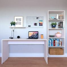 Imagem de Escrivaninha com Estante e Prateleira KitCubos Branca