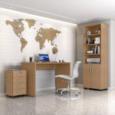 Imagem de Conjunto Home Office 3 Peças com Escrivaninha Gávea, Gaveteiro e Armário Espresso Móveis Freijó