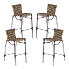 Imagem de Kit 4 Banquetas Fortaleza Em Alumínio Alta Edícula Cozinha E Balcao Capuccino