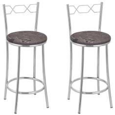 Imagem de Kit 2 Banquetas Cromadas Bc51-c B206 Cromado/Marrom