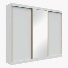 Imagem de Guarda Roupa Casal San Marino Plus com 1 Espelho 3 Portas de Correr 6 Gavetas Leifer Móveis Branco Cestaplus