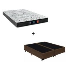 Imagem de Cama Box King - Tecido Sintético Marrom Com Colchão Extra Firme D28 -