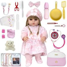Imagem de Boneca Bebê Reborn Loira Com Acessórios Bolsa Maternidade - Cegonha Re