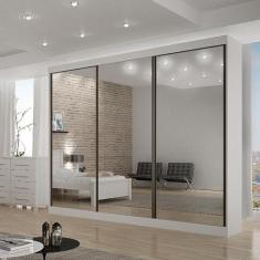 Imagem de Guarda Roupa Casal 3 Portas Correr Espelhada 6 Gavetas 100% Mdf San Ma