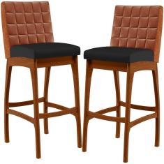 Imagem de Kit 02 Banquetas Altas Mila Camel Corano Preto