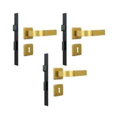 Imagem de Kit 3 Fechaduras Roseta Módena Bronze Latonado Interna MGM