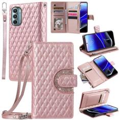 Imagem de Furill Capa de telefone para Motorola Moto G Stylus 5G 2022 capa carteira com alça de pulso transversal alça de ombro 9+ compartimentos para cartão bolsa com zíper suporte de couro XT2215-1 XT2215-4