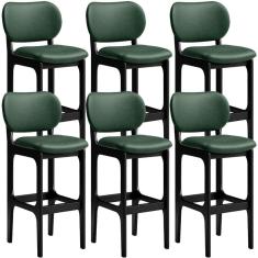 Imagem de Kit 6 Banquetas Alta Betta Preto Facto Verde Musgo