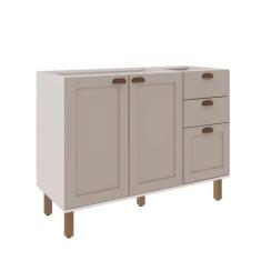 Imagem de Balcão Cozinha Modulada 120cm C/ 2 Portas e 3 Gavetas MDF - GenialFlex