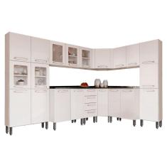Imagem de Kit de Cozinha Modulada 8 Peças Evidence (3 Armários + 3 Balcões + 2 Paneleiros) C8P23 Branco - Bertolini