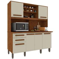 Imagem de Armário de Cozinha Luna 6 Portas 2 Gavetas Imop Cor Cinamomo Off White