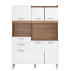 Imagem de Cozinha Compacta Harmonia 6 Portas e 2 Gavetas Amêndola/Branco - Demób