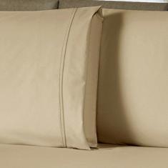 Imagem de Jogo De Cama Lençol Casal Conforto Percal 300 Fios 3 Peças - Cáqui