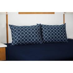 Imagem de Jogo Lençol Casal Doce Vida 3 Peças Algodão Marinho