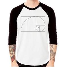 Imagem de Camiseta Raglan Proporção Áurea Fibonacci Manga 3/4 - Foca Na Moda