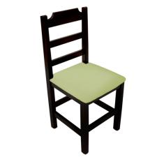 Imagem de Cadeira Fixa De Madeira Paulista Com Assento Estofado Verde - 