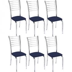 Imagem de Kit 6 cadeiras Lara cromada para cozinha-Corino -Gat Magazine