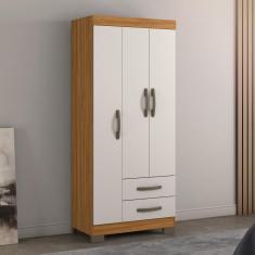 Imagem de Guarda-Roupa Solteiro 3 Portas 2 Gavetas Viena Notável Freijó/Off-White