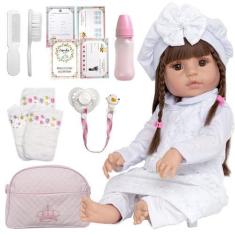 Imagem de Boneca Reborn Bebê Recem Nascida Menina Com Enxoval Completo - Cegonha