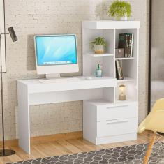 Imagem de Escrivaninha com Estante 2 Gavetas Office NT 2010 Notável Móveis Flex Color Branco New/Rosa