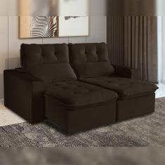 Imagem de Sofá Retrátil e Reclinável 3 Lugares 200cm Beny Suede/Marrom